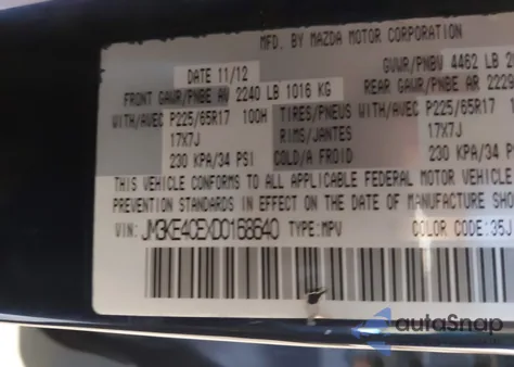 2013 Mazda Cx-5 Touring from USA, damaged, VIN JM3KE4CEXD0168640